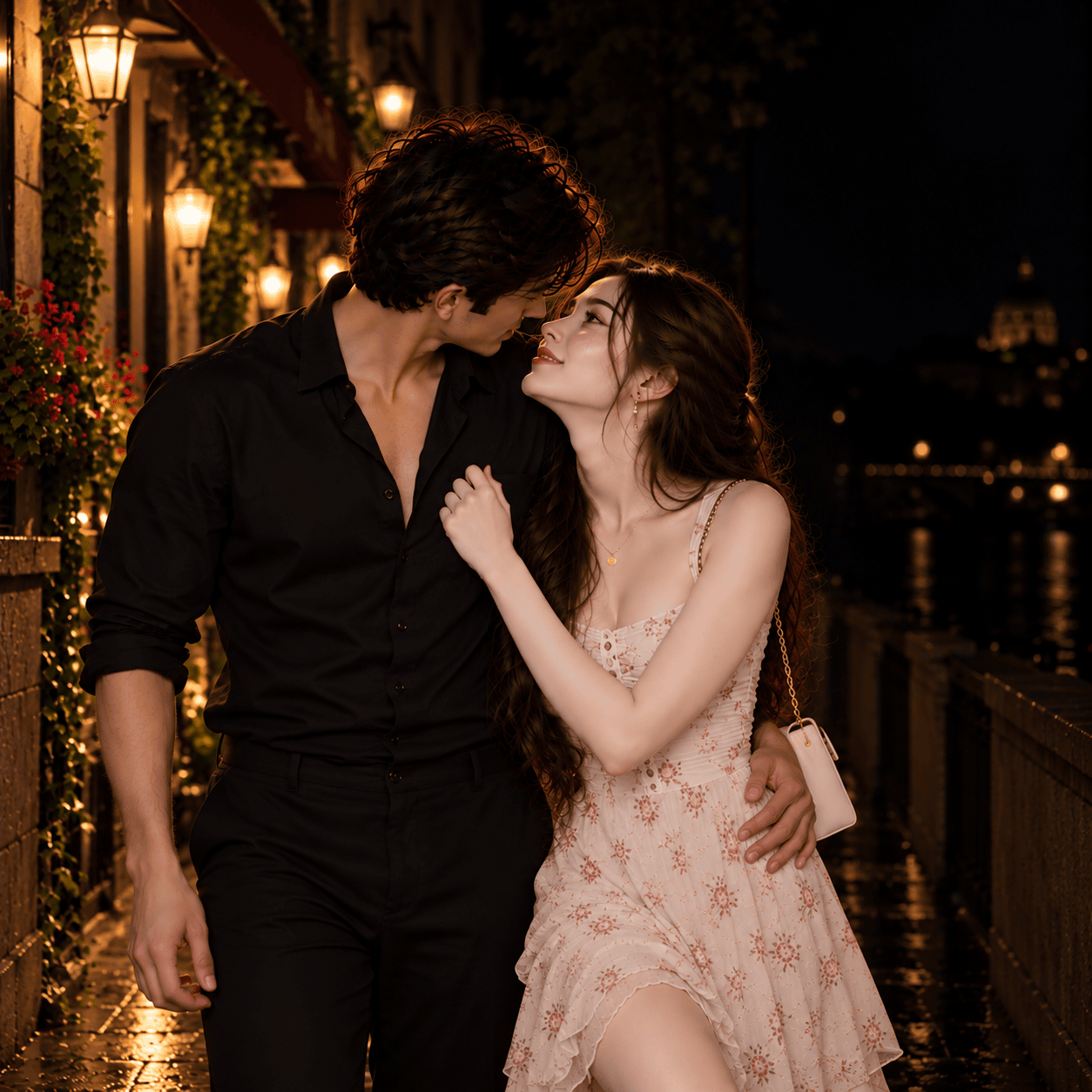 Romantic City walk with stranger girl